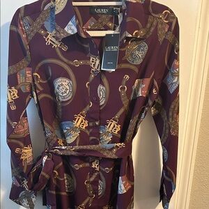 Lauren Ralph Lauren Women's Plum Dress with Gold Chains